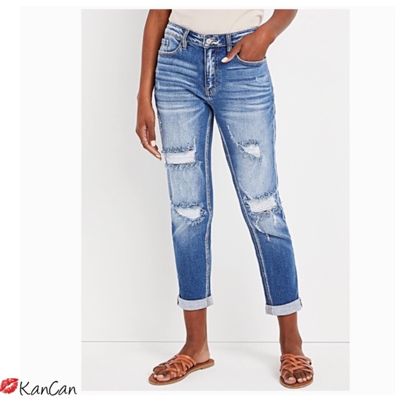 KanCan Denim - 💋 KanCan Boyfriend Premium Jeans Relaxed Stretchy High-Rise Ripped NWTS-$74.99